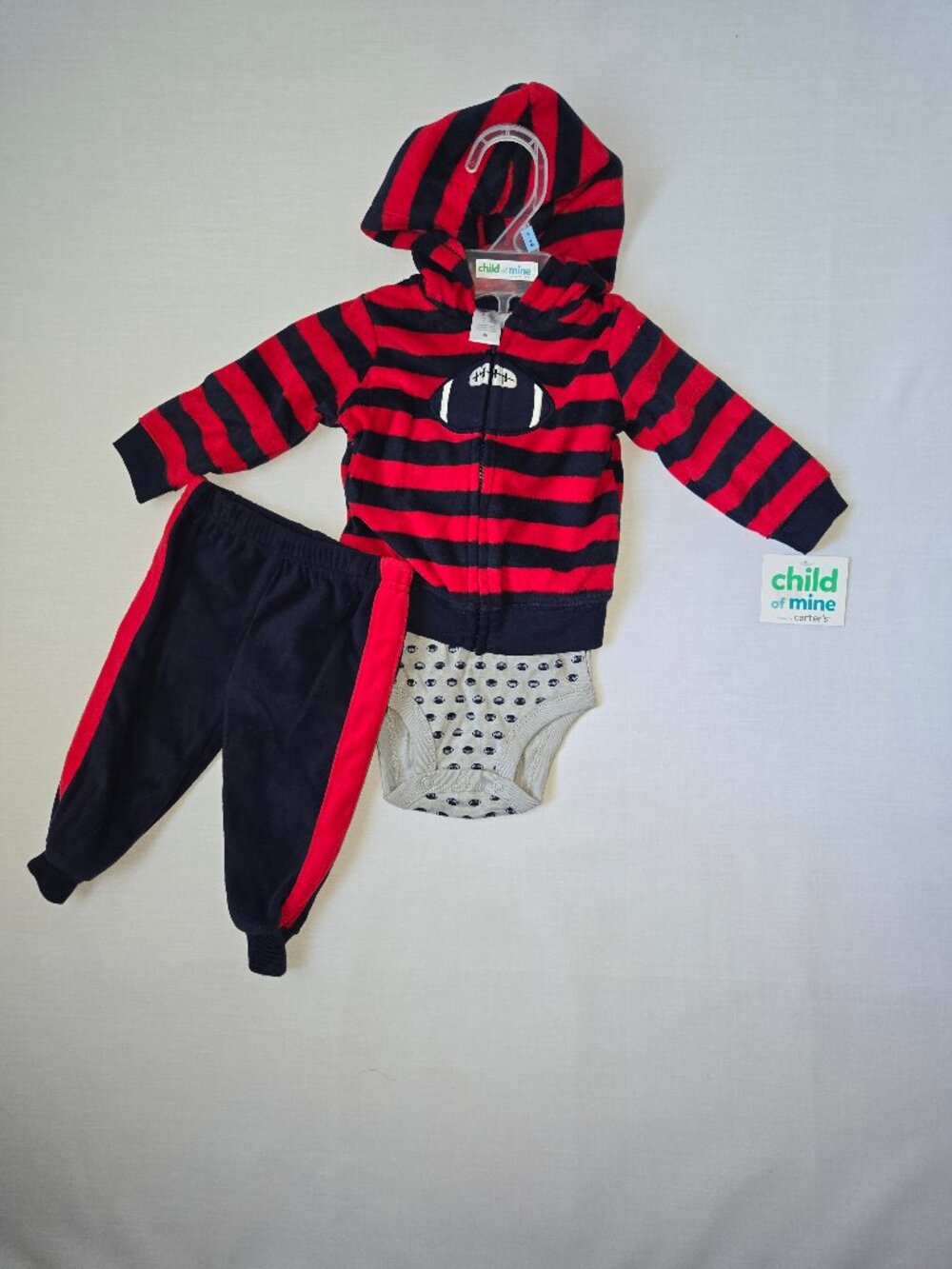NWT Child of Mine Football Baby Hoodie Outfit Set 0-3M